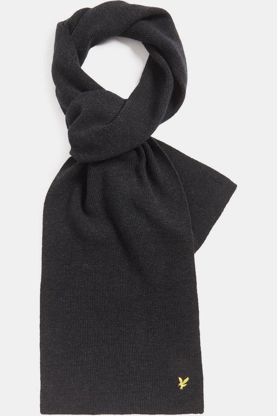 Lyle & Scott Sjaal Lambswool Blend Ribbed Scarf Jet Black Marl