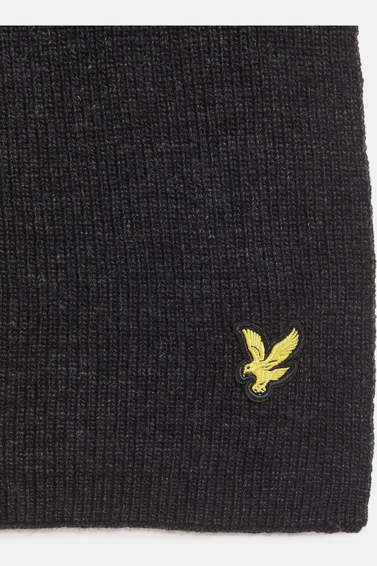 Lyle & Scott Sjaal Lambswool Blend Ribbed Scarf Jet Black Marl
