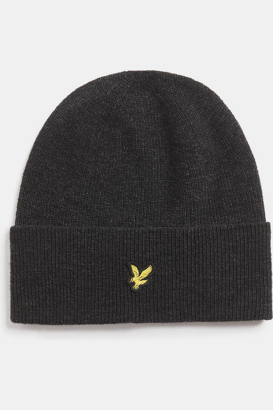 Lyle & Scott Muts Lambswool Blend Ribbed Beanie Jet Black Marl