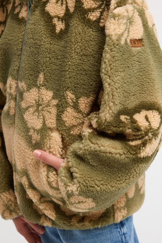 Roxy Cardigan Like Electricity Oil Green Hibi Sherpa