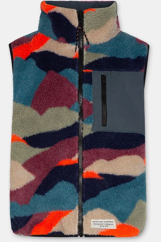 AO76 Gilet Teddy Revers Multicolor