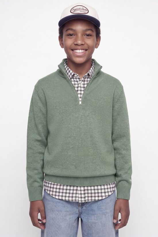 Jack & Jones Pull Jornorrebro Knit Half Zip Jnr Laurel Wreath