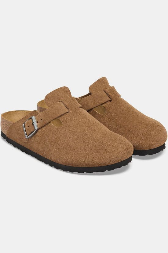 Birkenstock Slippers Boston Suede Leather Dark Tea
