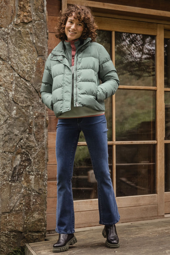 Ayacucho Doudoune Aarhus Recycled Cropped Button Jacket W Sage Leaf