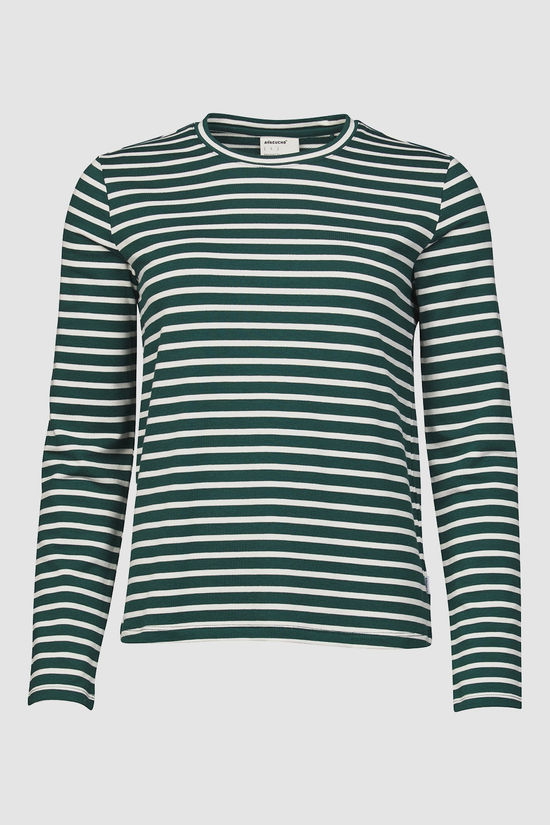 Ayacucho T-Shirt Aira Midweight Striped T-Shirt Ls W Rainforest/White