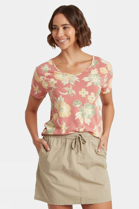 Sherpa T-Shirt Neha V-Neck Tee Floral Brick Dust Floral