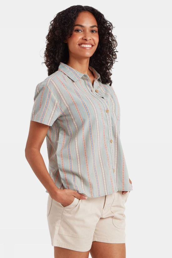 Sherpa Chemise Jaya Camp Ss Shirt Celery Patti Stripe