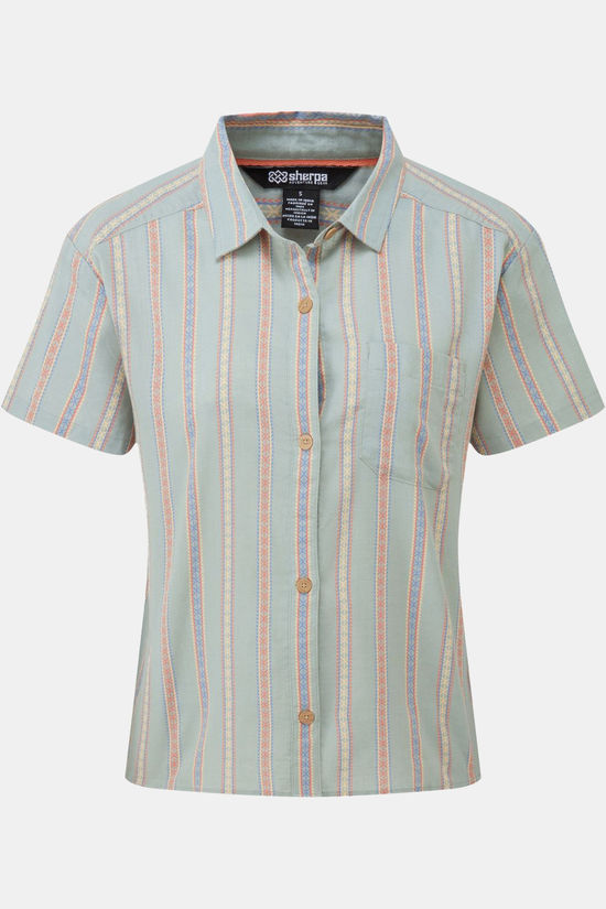 Sherpa Chemise Jaya Camp Ss Shirt Celery Patti Stripe
