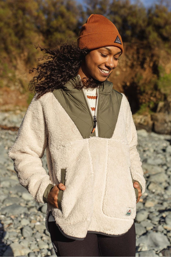 Passenger Clothing ltd Polaire Beaumont Recycled Sherpa Hooded Fleece 2.0 Vintage White