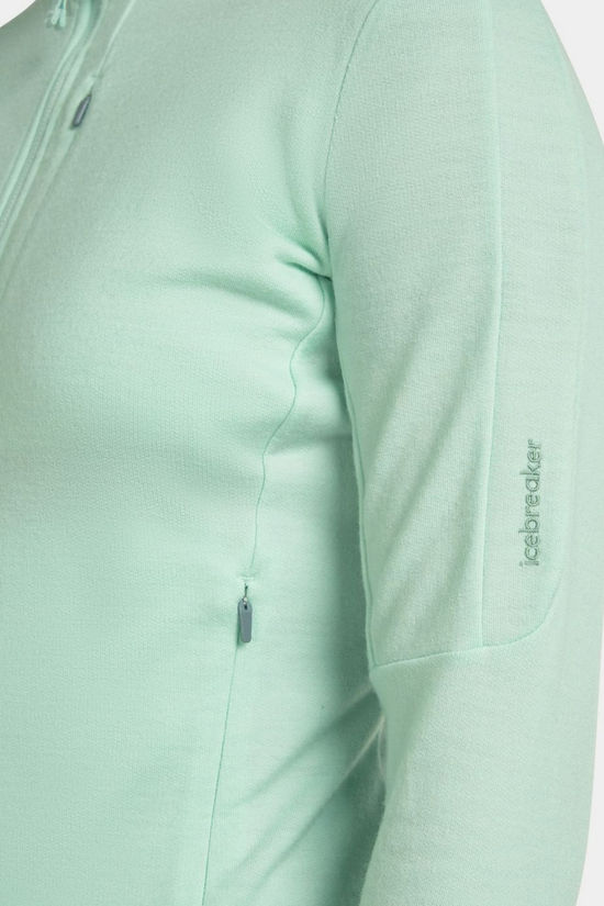 icebreaker Polaire Womens Merino 260 Quantum Iv Ls Zip Hood Mint