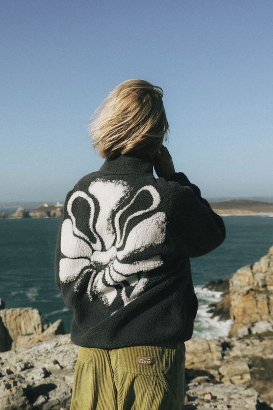 Oxbow Fleece Warpedflo Zipped Sherpa 3D Artwork Caviar