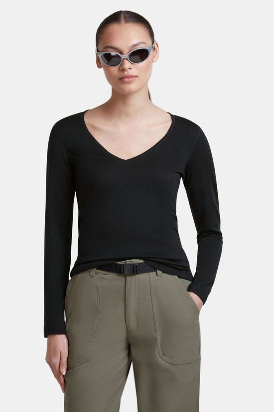 icebreaker Ondergoed Women Mer 200 Oasis Ls V Neck Black