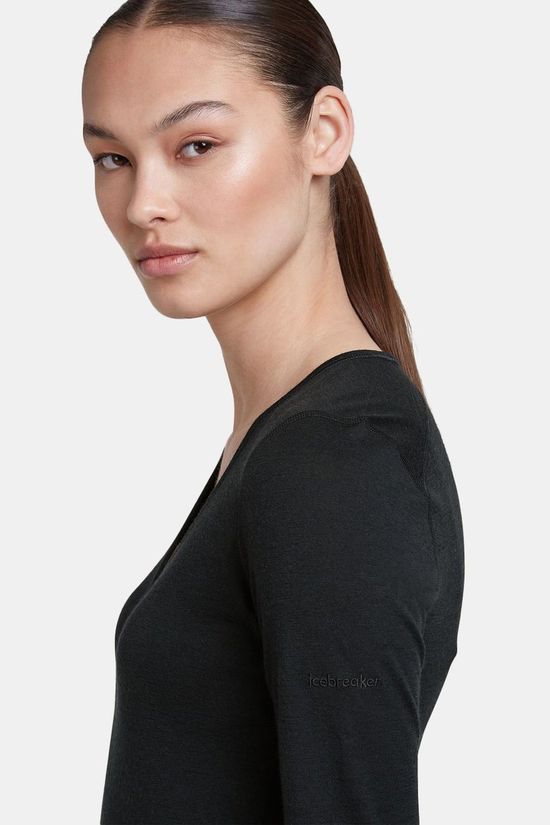 icebreaker Ondergoed Women Mer 200 Oasis Ls V Neck Black