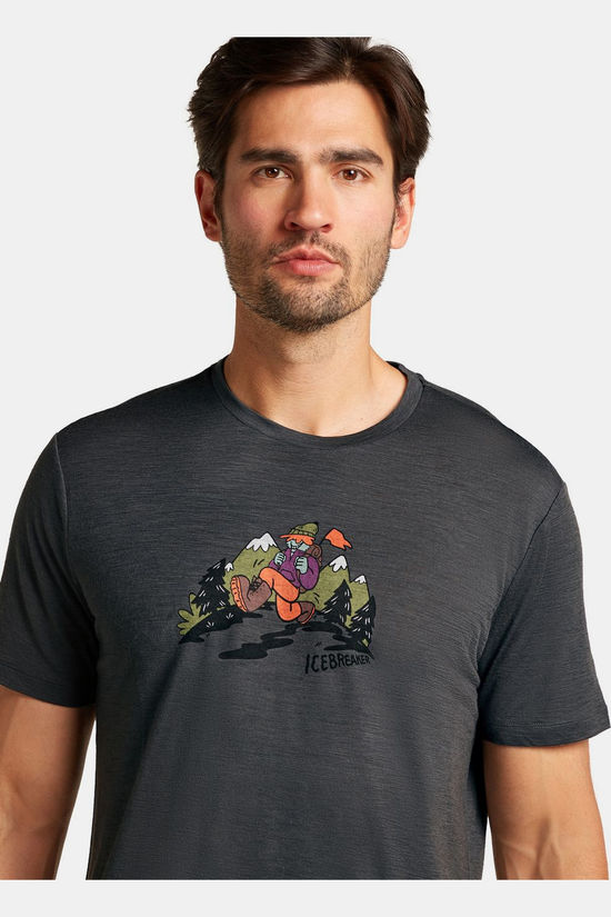 icebreaker T-Shirt M Mer 150 Tech Lite Ss Tee Catch Me Outs Obsidian
