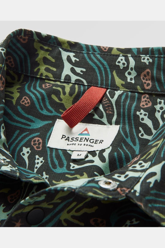 Passenger Hemd Way Ripstop Printed Short Sleeve Ocean Current Black