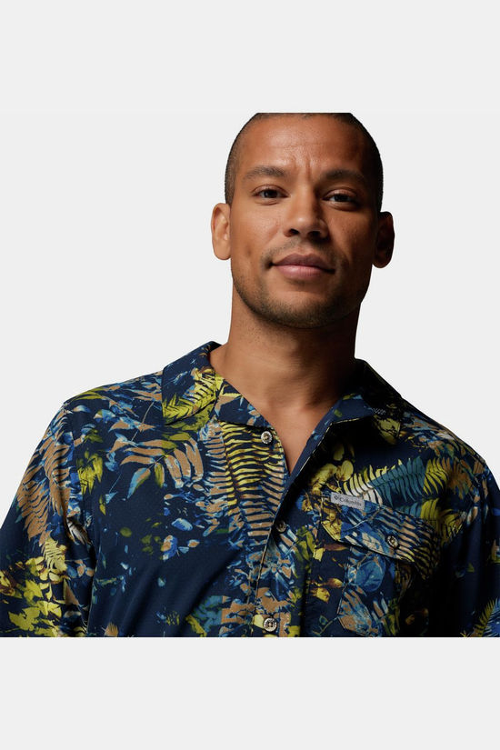 Columbia Chemise Tech Trail™ Utility Printed Woven Ss Mountain Blue, Geofern Greenscape
