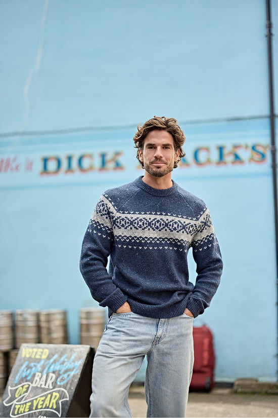Ayacucho Pull Crag Jacquard Jumper M Navy/Shearer/Stone Flag