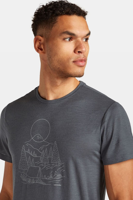 icebreaker T-shirt Men's Merino 150 Tech Lite III Ss Tee Sunset Camp Obsidian