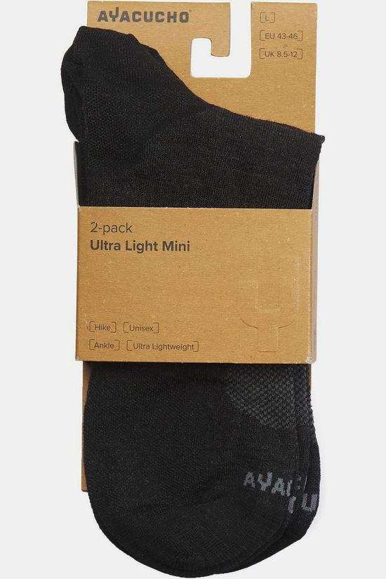 Ayacucho Wandelsokken Ultra Light Mini 2-Pack Dark Anthra Mel/Grey
