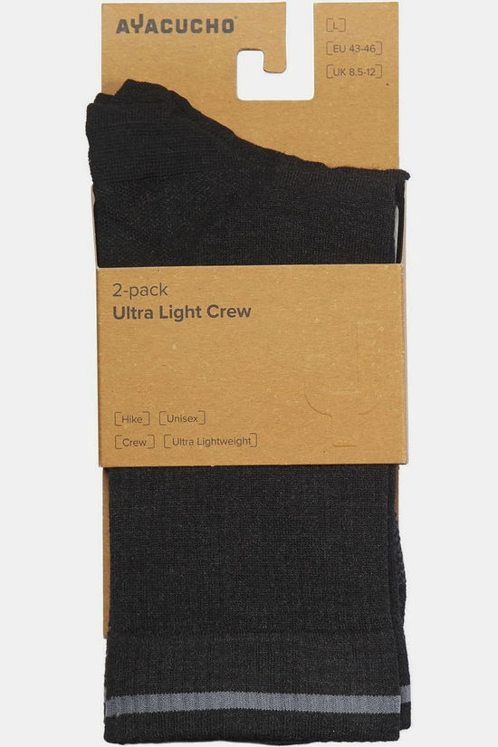 Ayacucho Wandelsokken Ultra Light Crew 2-Pack Dark Anthra Mel/Grey