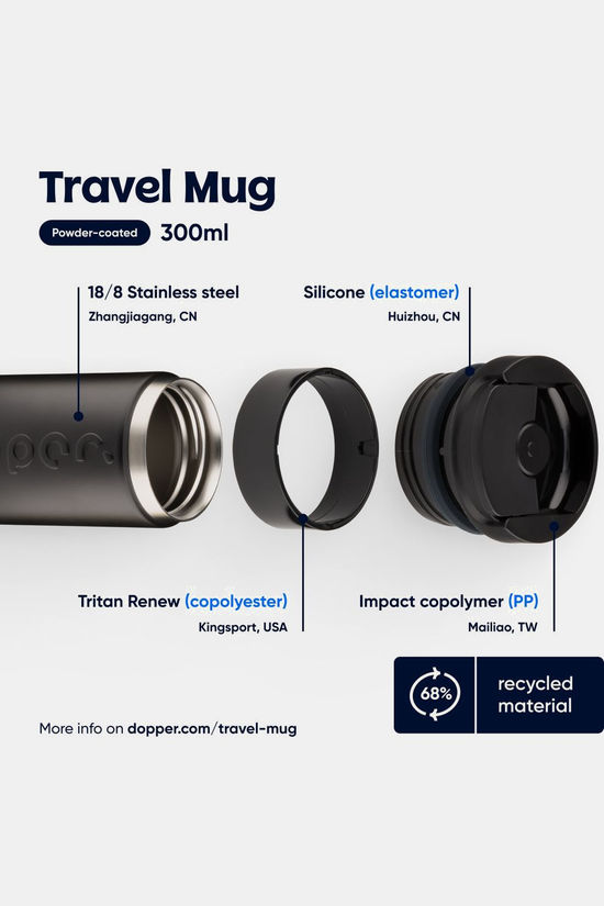 Dopper Drinkfles Travel Mug (300 Ml) Blazing Black