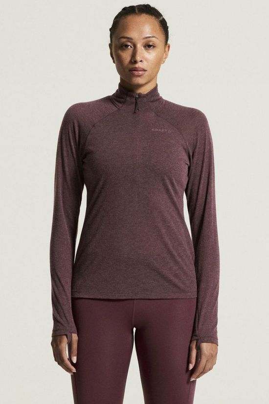 Craft T-Shirt Wool Ls W Dk Fig/Melange