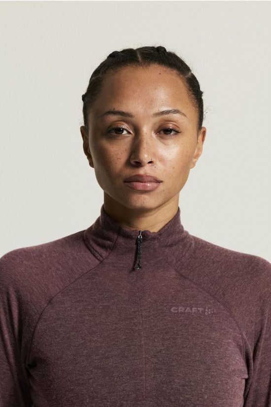 Craft T-Shirt Wool Ls W Dk Fig/Melange