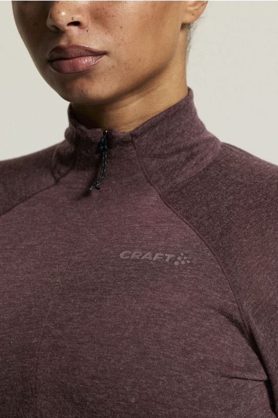 Craft T-Shirt Wool Ls W Dk Fig/Melange