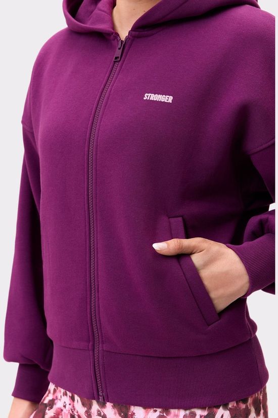 Stronger Pull Relaxed Full Zip Hoodie Aubergine Purple