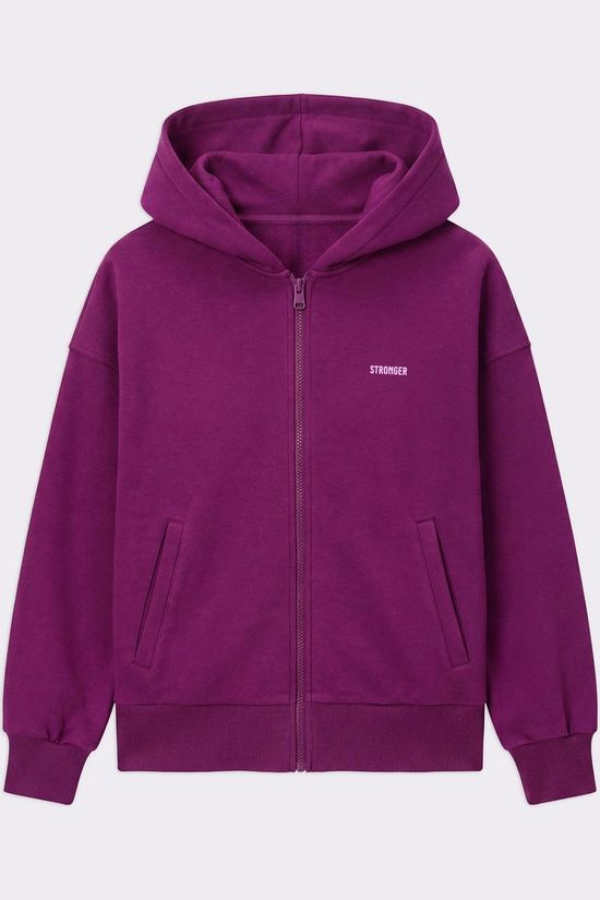 Stronger Pull Relaxed Full Zip Hoodie Aubergine Purple