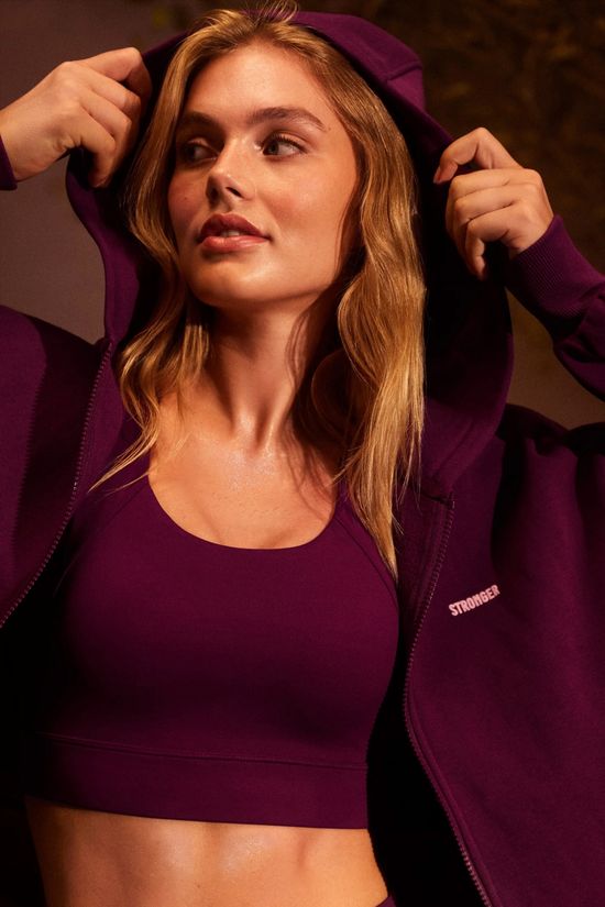 Stronger Pull Relaxed Full Zip Hoodie Aubergine Purple