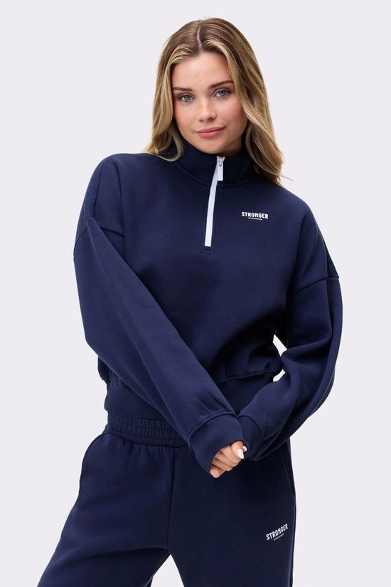 Stronger Pull Half Zip Navy Blazer