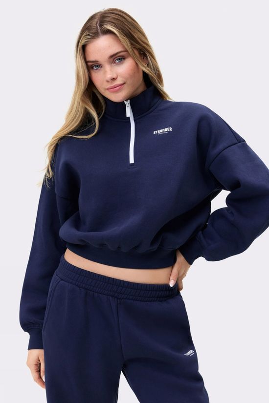 Stronger Pull Half Zip Navy Blazer