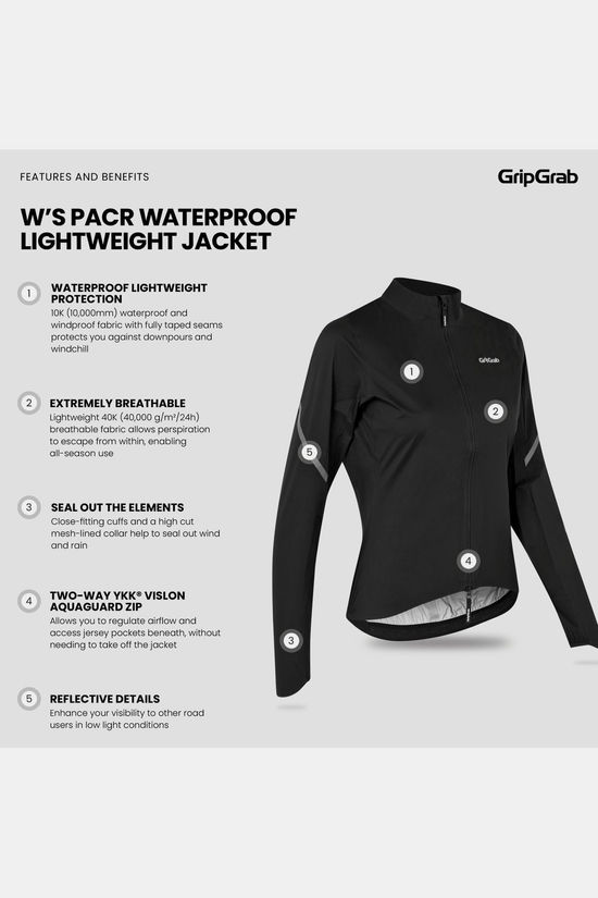 GripGrab Regenjas W'S Pacr Waterproof Lightweight Jacket Black