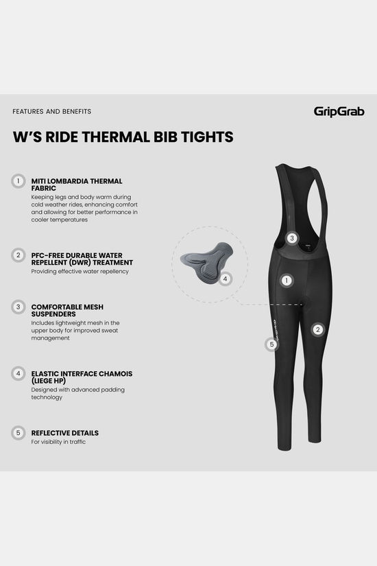 GripGrab Fietsbroek W'S Ride Thermal Bib Black