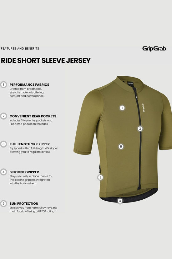 GripGrab T-Shirt Ride Short Sleeve Jersey Olive Green