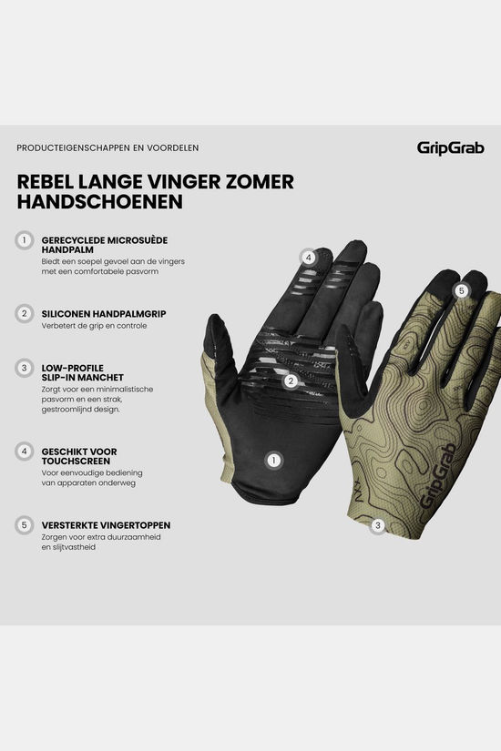 GripGrab Gants Rebel Full Finger Summer Olive Green
