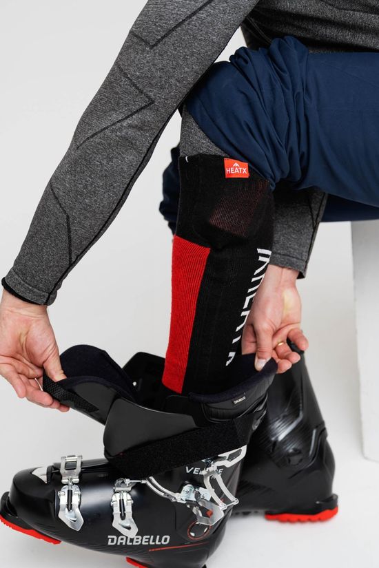 Heat X Skisokken Carve Socks And Battery Red/Black
