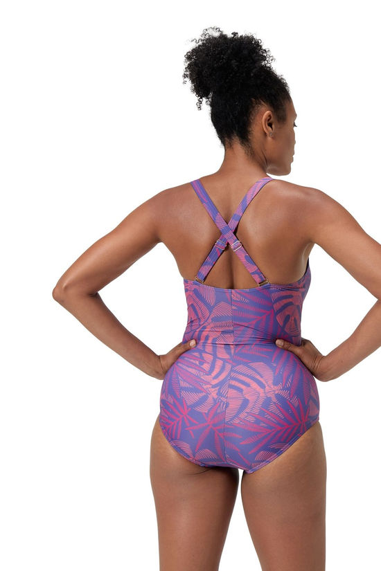 Speedo Maillot De Bain Eco Print V Neck 1P Hapuna Blue