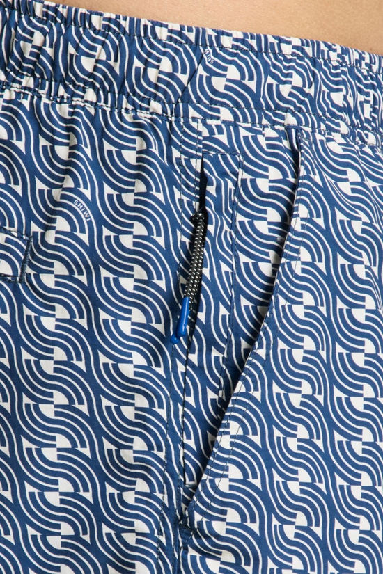Shiwi Zwemshort Men Nate Quick Dry 5 Inch Geo Waves Blue Slate Geo Waves