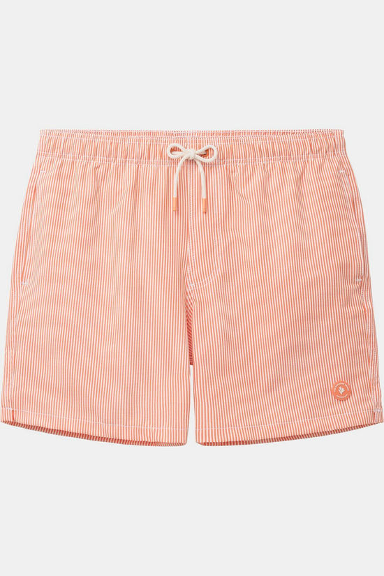 Shiwi Zwemshort Men Pete 6 Inch Seersucker Stripe Orange Structured Stripe