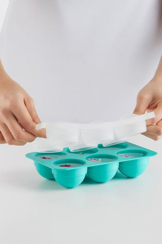 Lékué Ustensiles De Cuisine Ijsblokjesvorm Xl Met Deksel Rond Turquoise