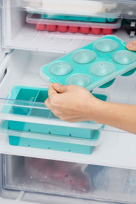 Lékué Ustensiles De Cuisine Ijsblokjesvorm Xl Met Deksel Rond Turquoise