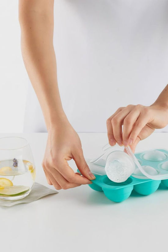 Lékué Ustensiles De Cuisine Ijsblokjesvorm Xl Met Deksel Rond Turquoise