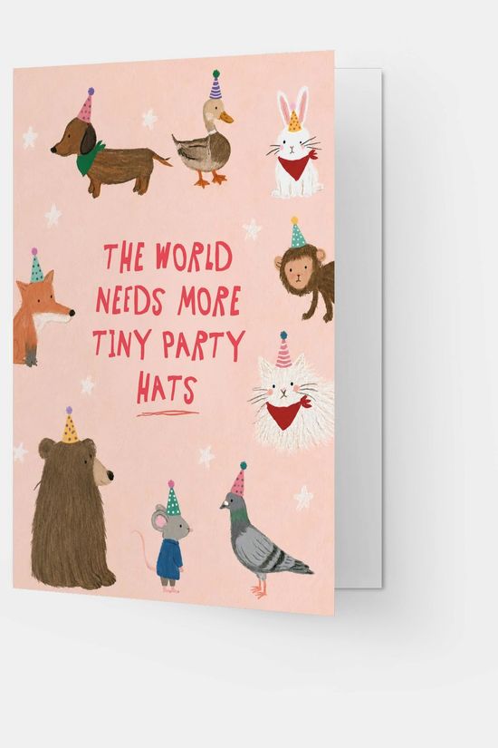 Kaart Blanche Wenskaart Tiny Party Hats None