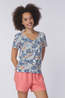 Sherpa T-Shirt Neha V-Neck Tee Seaport Blue Peacock
