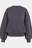 Yaya Pull Washed Sweatshirt With Balloon Sleeve Hole Black
