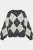 Vero Moda Pull Doffy Jaquard Dark Grey Melange Pattern:W. Birch / Argyle Artwor