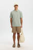 Selected Polo Cran Structure Zip Aqua Gray
