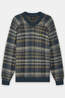 Lyle & Scott Pull Offset Check V Neck Jumper Legacy Aegean Blue